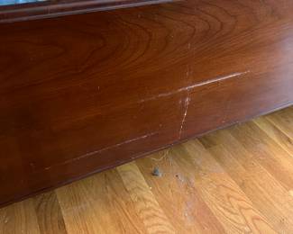 M23 - $450. Knob Creek Poster bed. Solid wood - sturdy.  Foot board has scratching (see photos). You're welcome to take the mattress but we plan to trash it. 