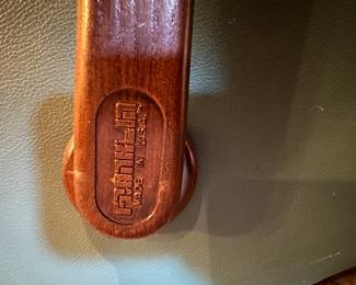 M82 - $40. Franklin Leather rocking recliner. Has cat scratching on front otherwise great condition. 