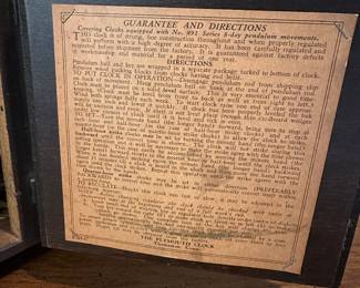 M11 - $50. Plymouth Mantle Clock. Measures 20" long. Has key.  Very pretty inlay / case. 