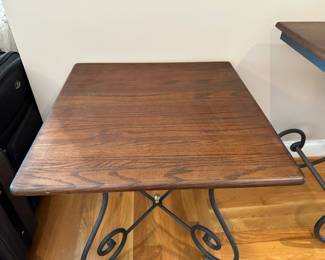 M14 - $225. PAIR. Charleston Forge side table. Measures 24" square x 24" tall. Boone NC. Solid Wood top and metal base. 