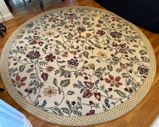 M18 - $30 round rug. 100" across. (The cat really liked this rug. I didn't notice any stains but there is hair)  Very pretty colors!