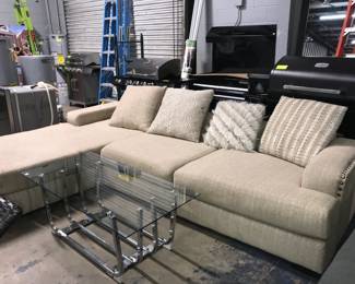 Sectional Sofa and Glass Coffee Table Orlando