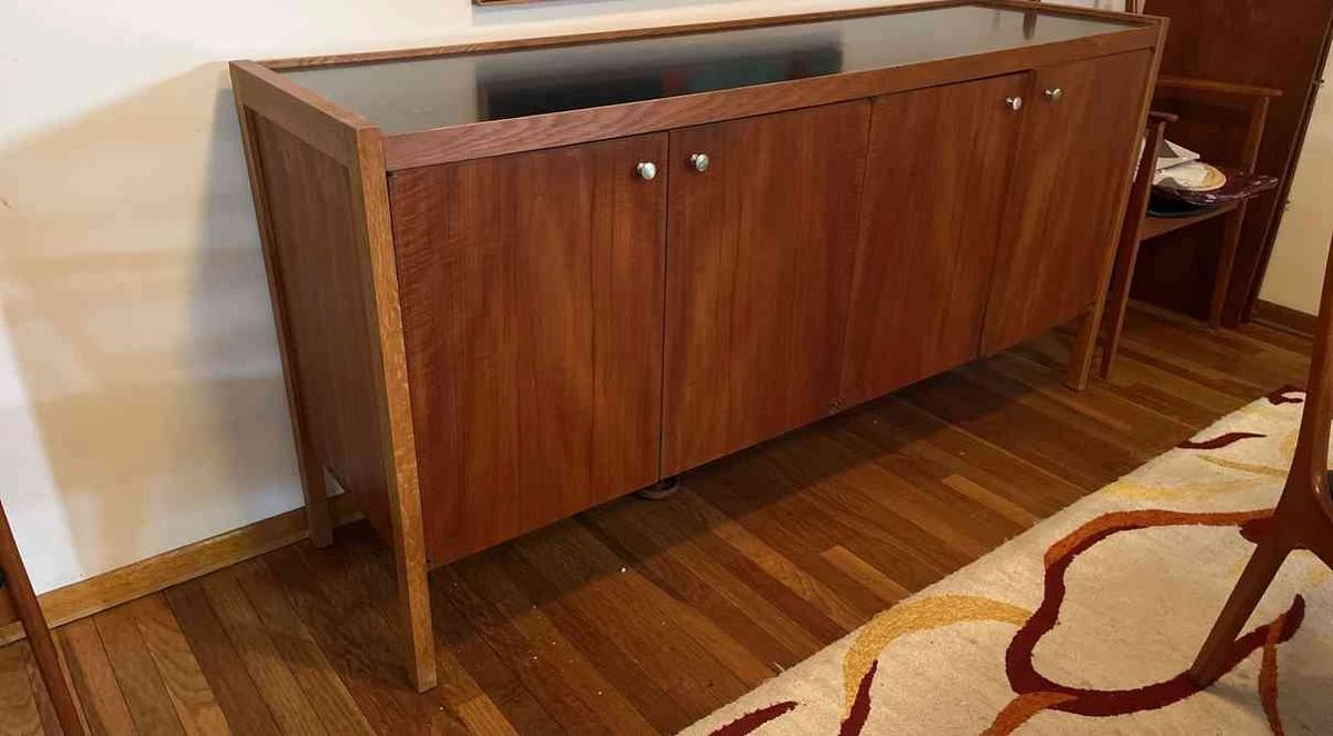 001 Danish Teak Mid Century Dining Side Bar Cabinet