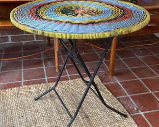 Steel And Wicker Occasional Table