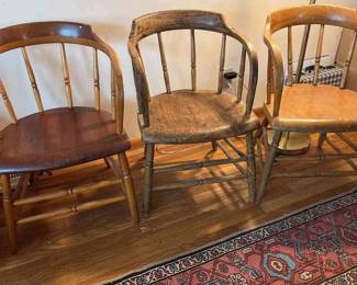 Three Vintage Captain Chairs