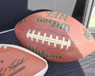 Wilson Footballs Two Signed Cardinal Player Pics