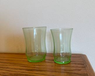 Vaseline glass drinking glasses (check back for better pictures)