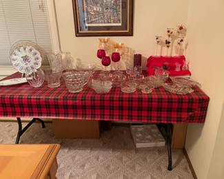 Many beautiful crystal and glass items for entertaining