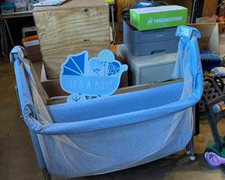 Blue baby crib