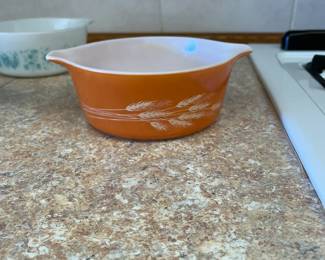 Vintage Pyrex with wheat design