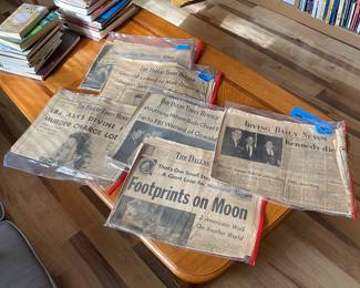 1960’s Dallas Morning News KENNEDY SHOT and OSWALD related editions. Also MOON LANDING 