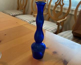 Interesting small blue glass vase 