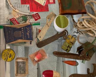 Antique fishing items - fishing lures, floats, hooks and so much more. 