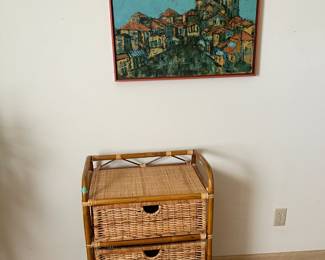 Wicker three drawer organizer