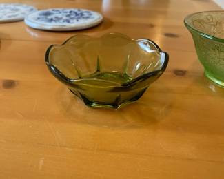 Avocado green candy dish with tulip edges 