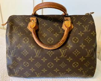  Authentic LOUIS VUITTON SPEEDY 30 Brown Canvas Handbag