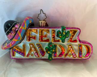 Christopher Radko Feliz Navidad ornament front side 