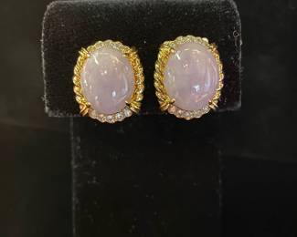 Jade and diamond earrings