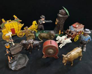 Cast iron banks, antique  and reproductions