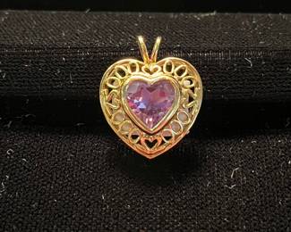 Amethyst heart in 14K