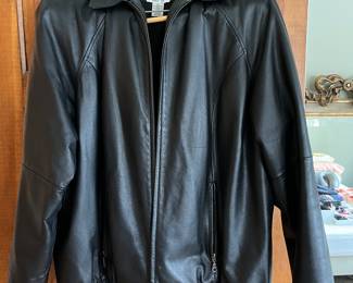 Black leather jacket by Preston & York, size L.