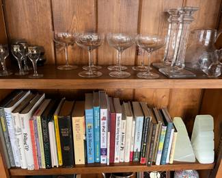 Quality glassware and crystal; books.