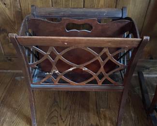 Vintage wood magazine rack.
