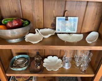 Nice selection of china, glassware and metalware, including a few pieces of Lenox china.