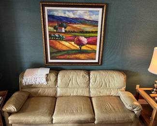 Slava Brodinsky oil on canvas, titled “Party Sunny,” 39”x 39”.