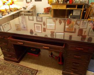 Mahogany executive desk finished on all sides