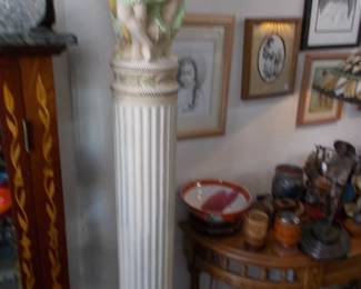 One of 2 large plaster column lamps