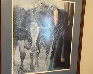 Print Of Girl With Cows By Nancy Noel