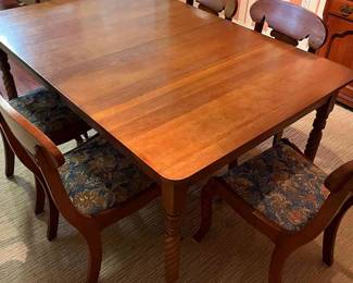 Cherry Table, 3 Leaves And 6 Chairs