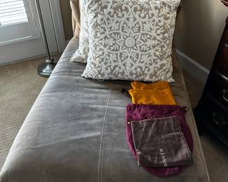 Chaise-suede.  Cleans beautifully.