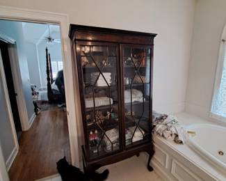 Double door 19th c. mahogany display cabinet or bookshelf