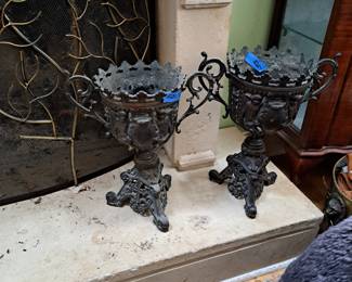 Ornate metal altar chalices