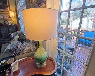 Peacock glaze lamp in elongated bottle form