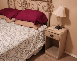 Nice full size bed with metal headboard. Nightstand and dresser included for $125 OBO. Must go Sunday!