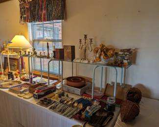 Silver flatware, silver plate serving pieces, home decor and collectibles 