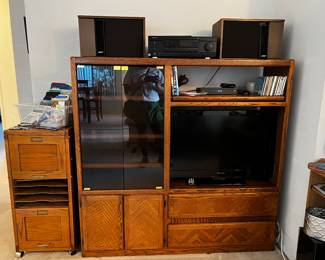 Oak entertainment center, Bose  301 Series II Speakers, Sherwood Receiver