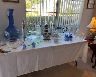 Beautiful glass vases, pitchers, etc.