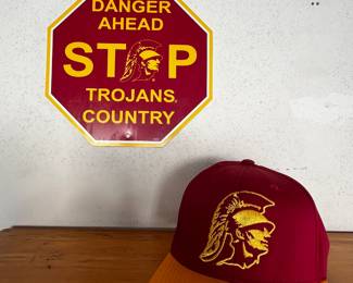 USC Trojans, hat and Trojans Country sign