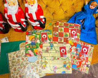 Vintage Christmas Strawberry Shortcake Wrapping Paper