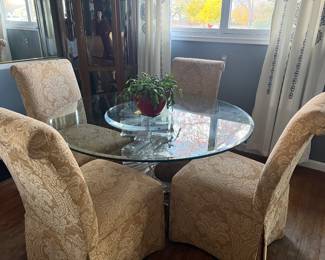 Dining glass table and chairs
