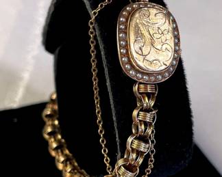 Antique 14K gold Bracelet * Tiny Seed Pearls