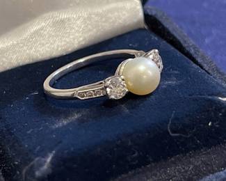 Pearl & Diamond Ring 14K Gold
