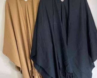 Camel & Black Long Fringed Shawls