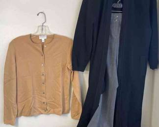 Cashmere Sweater and Long Vintage Black Cardigan with nice trousers and scarf. Women’s Clothing