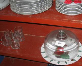 Cake plate and glasses for Estate Sale