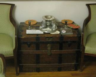 Austrian chairs, silver, and steamer trunk for Estate Sale